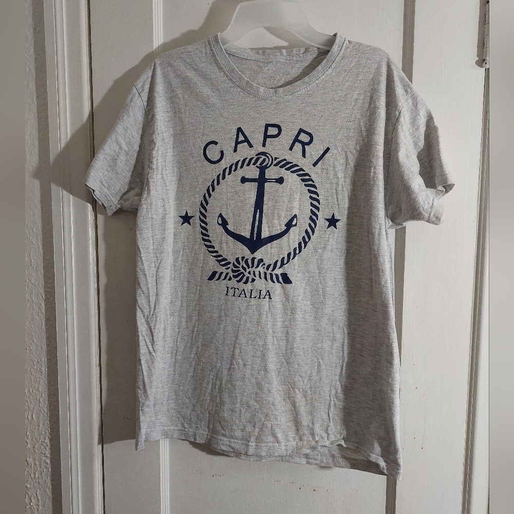 Capri Italia College Anchor T Shirt Size Small Boating Sailor Beach Preppy